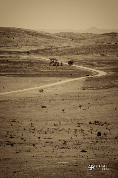 Vintage look black and white outback South Australia