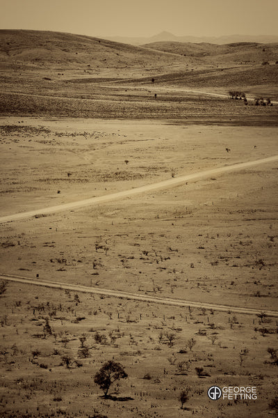 Vintage look black and white outback South Australia