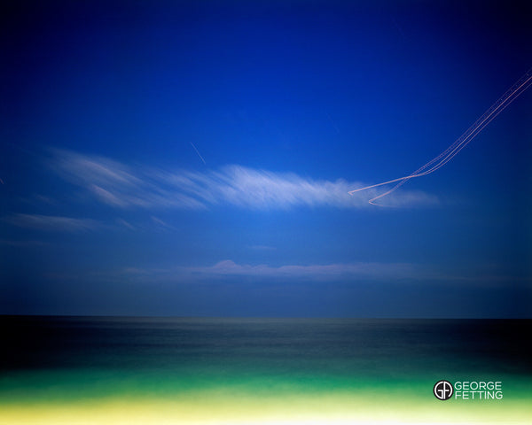 Light trails night skies Coogee Beach Ausralia