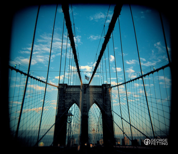 Late afternoon Lomo shot of Brooklyn Bridge
