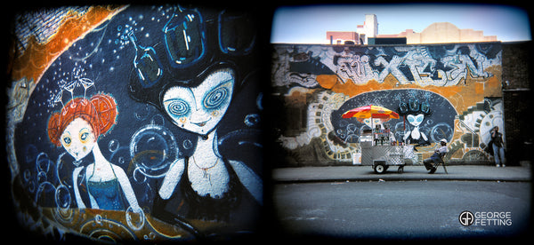 Creative street art with a combination of 2 complimentary images Manhattan NYC